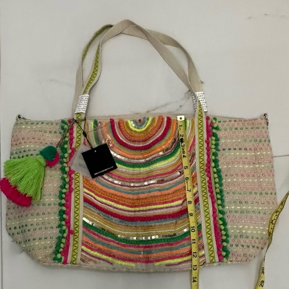 AMERICA & BEYOND Alex Embellished Hand Beaded Tote, NWT, Orig. $178 - Picture 7 of 16